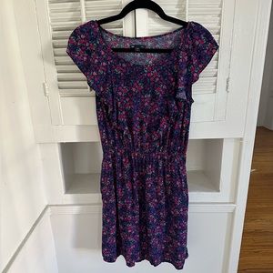 GAP Purple Floral Dress with Flutter Sleeves, Size S